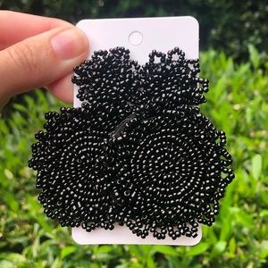 Black Beaded Earrings